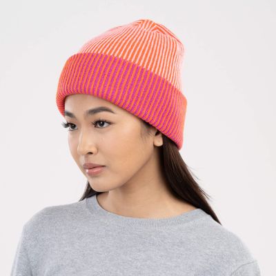 Pinstripe Plush Beanie Poppy