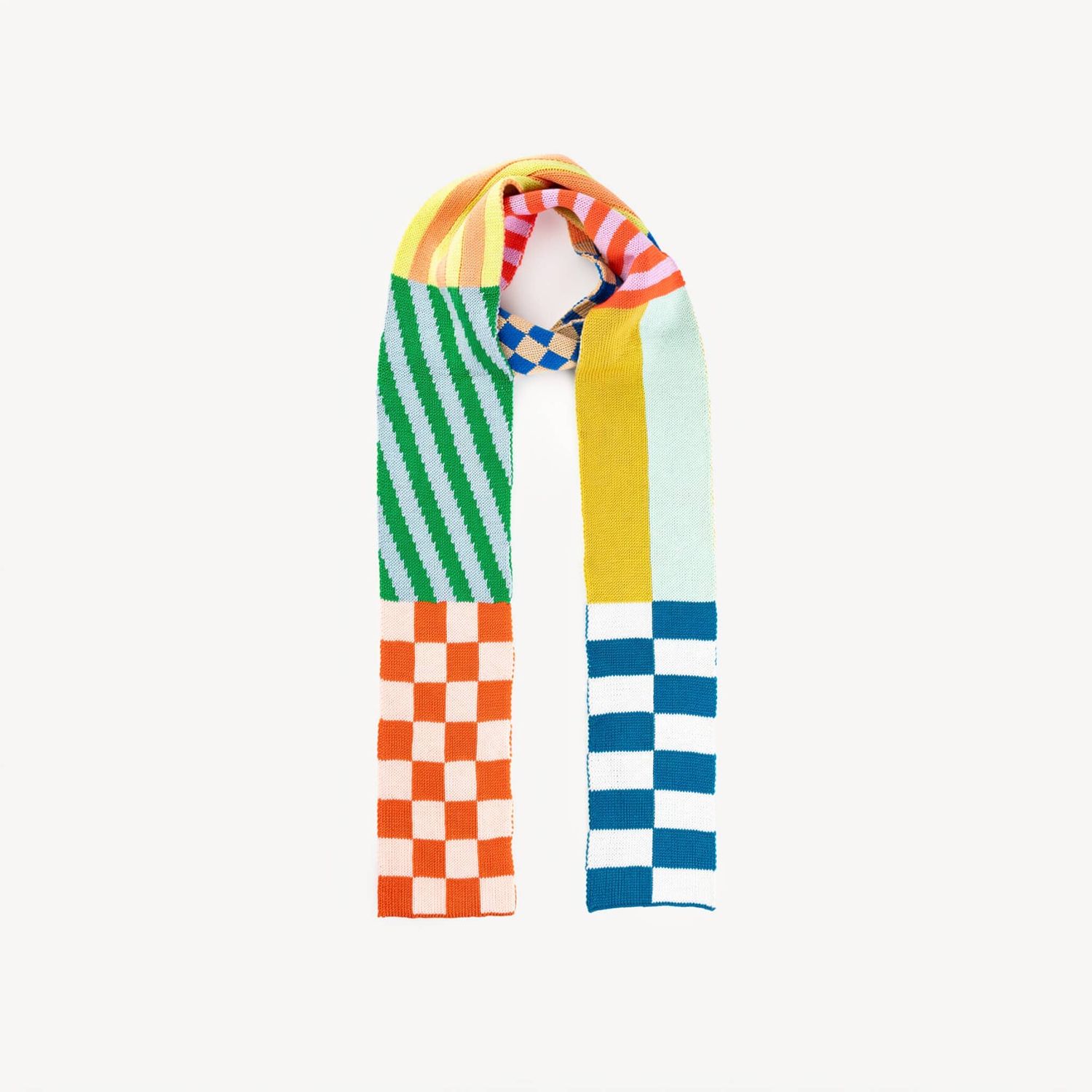 Pattern Patch Skinny Knit Scarf Candy