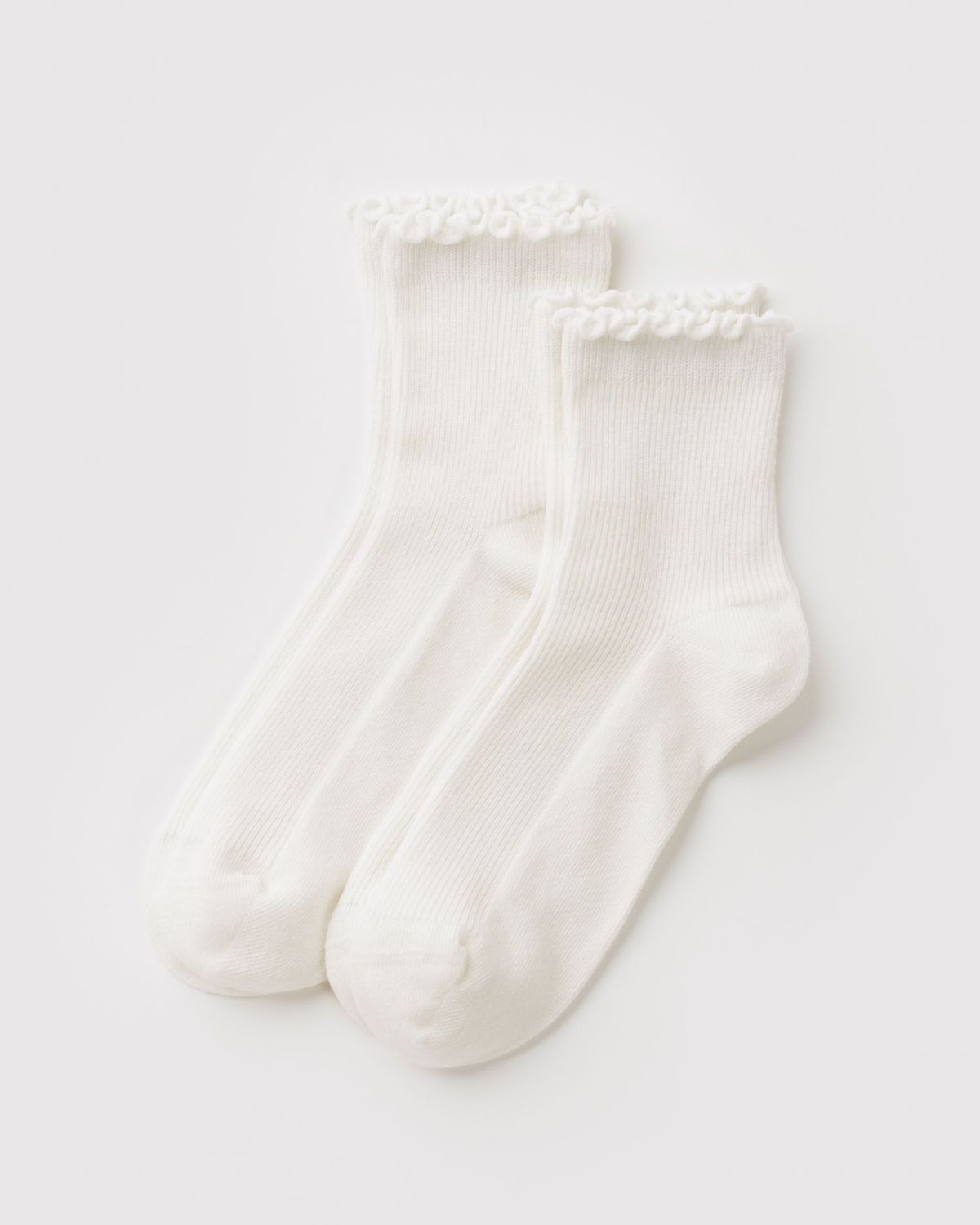 Lettuce Edge Sock Set of 2 White