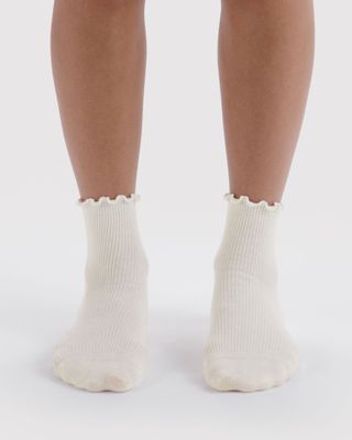 Lettuce Edge Sock Set of 2 White