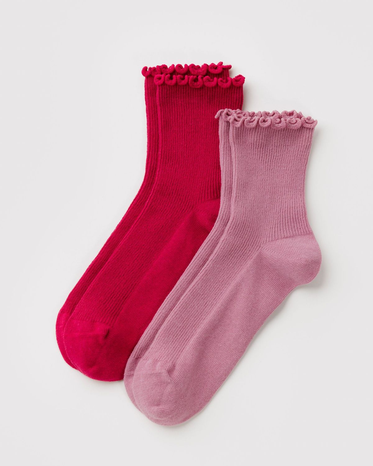 Lettuce Edge Sock Set of 2 Wild Plum &amp; Cherry