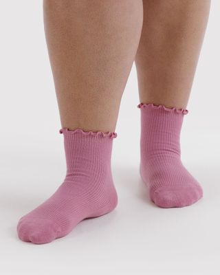 Lettuce Edge Sock Set of 2 Wild Plum &amp; Cherry