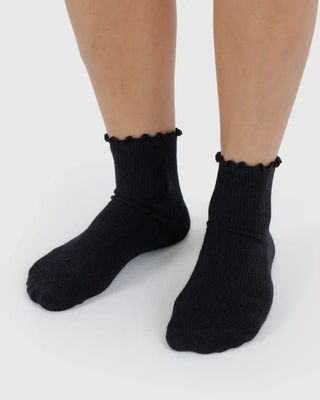 Lettuce Edge Sock Set of 2 Black