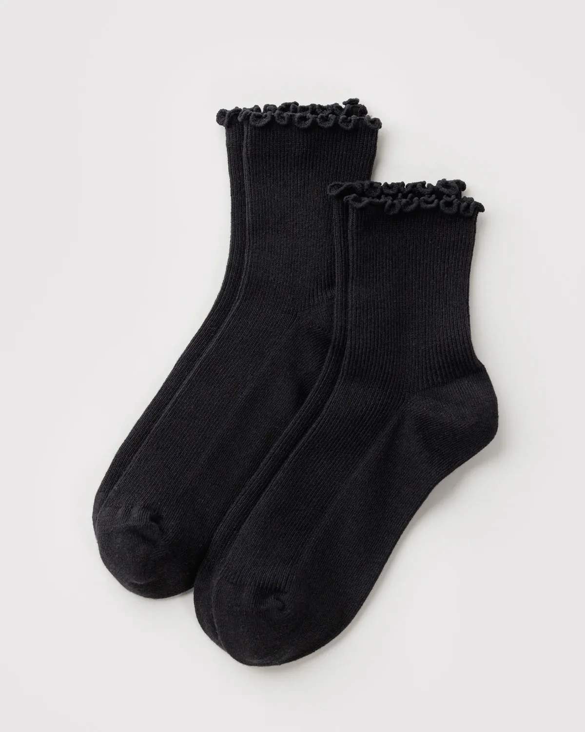 Lettuce Edge Sock Set of 2 Black