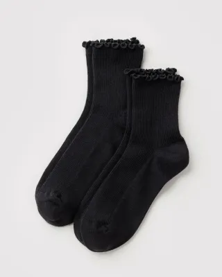 Lettuce Edge Sock Set of 2 Black
