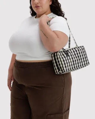 Baggu Nylon Bowler Bag Black &amp; Cream Gingham