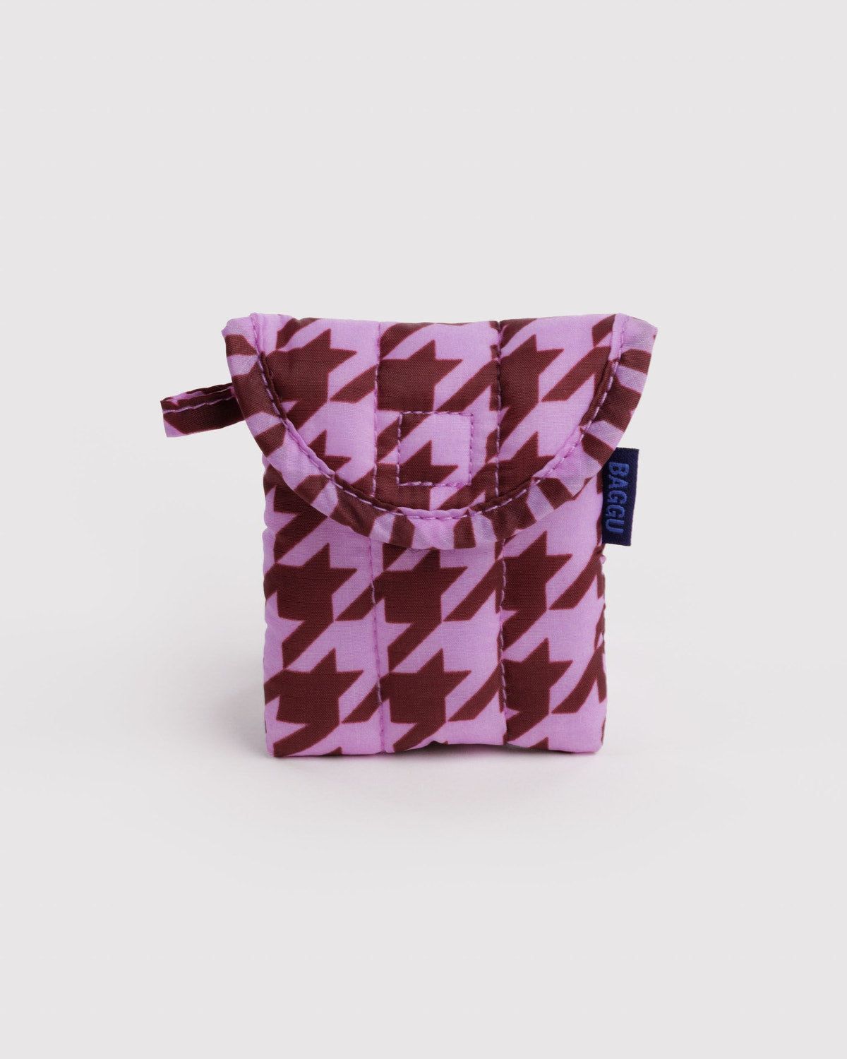 Baggu Puffy Earbuds Case Pink Houndstooth