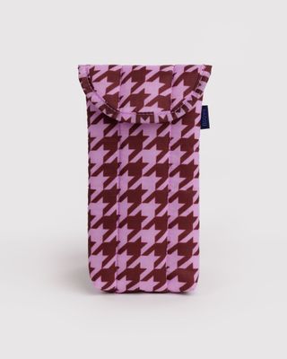 Baggu Puffy Glasses Sleeve Pink Houndstooth