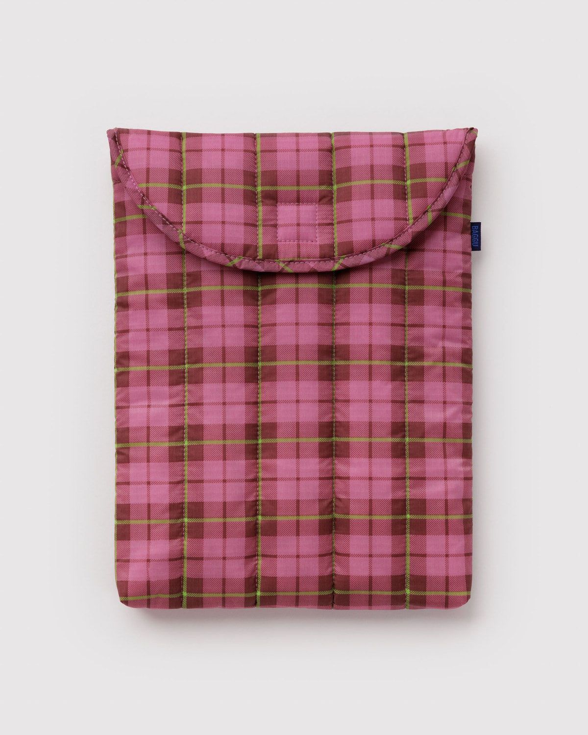 Baggu Puffy Laptop Sleeve Azalea Pink Tartan 13"14"