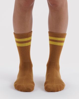 Baggu Ribbed Socks Toffee Stripe One Size