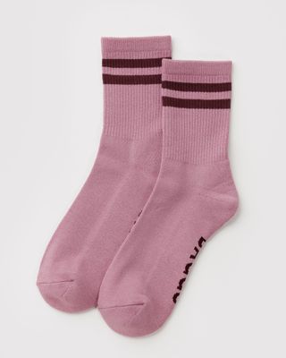 Baggu Ribbed Socks Wild Plum Stripe One Size