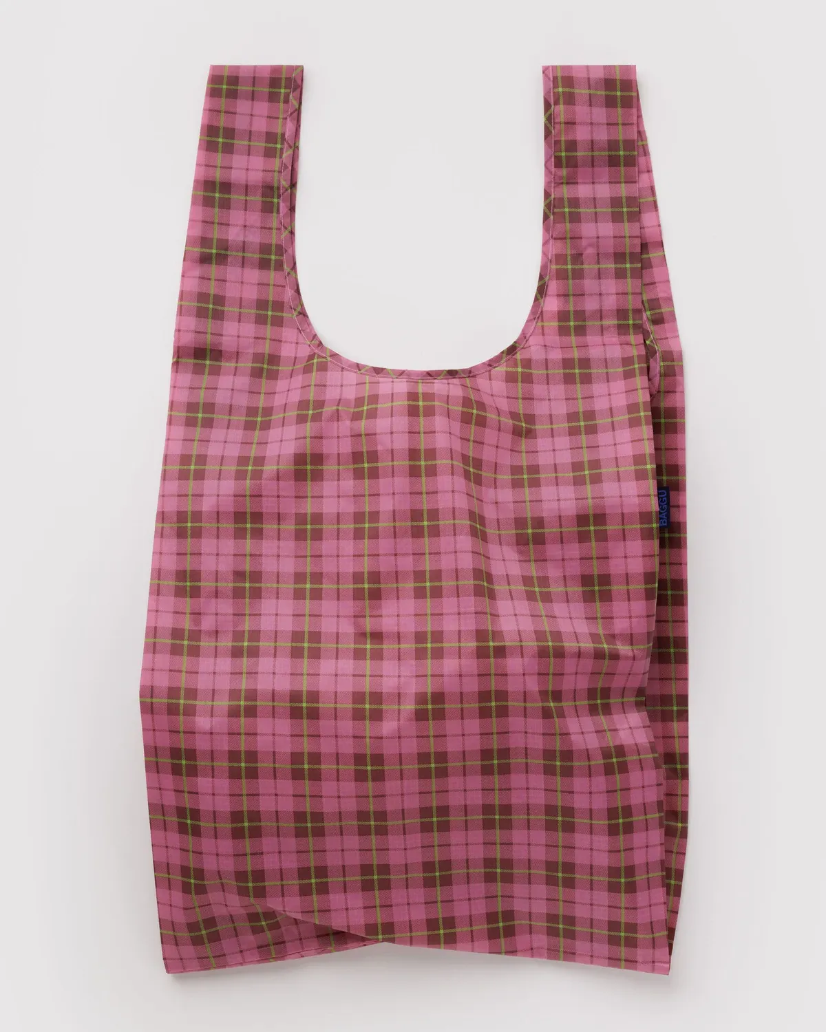 Baggu Reusable Bag Big Azalea Pink Tartan