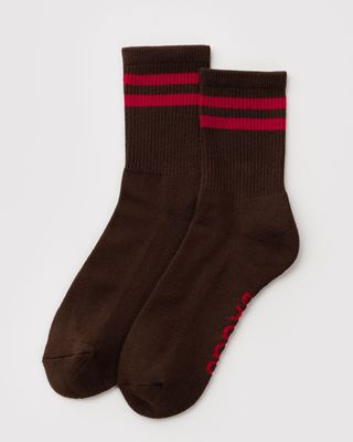 Baggu Ribbed Socks Coffee Stripe One Size