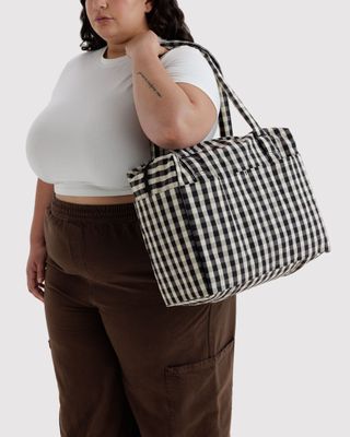 Small Cloud Carry-On Black &amp; Cream Gingham