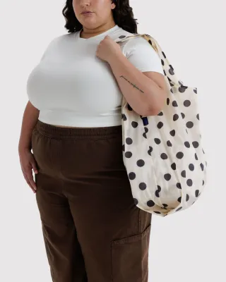 Baggu Reusable Bag Big Cream &amp; Black Polka Dot