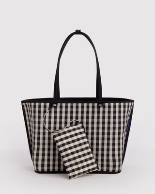 Large Reversible Tote Nylon Black Mix