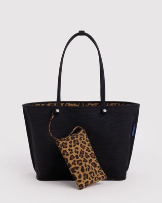 Large Reversible Tote Nylon Leopard Mix
