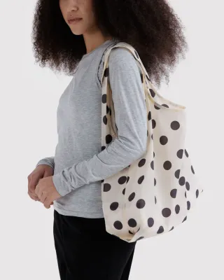 Baggu Reusable Bag Standard Cream &amp; Black Polka Dot