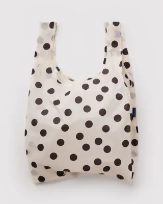 Baggu Reusable Bag Standard Cream &amp; Black Polka Dot