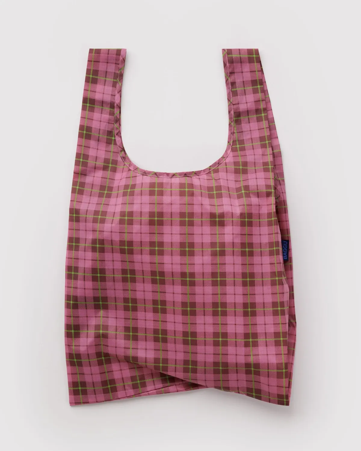Baggu Reusable Bag Standard Azalea Pink Tartan