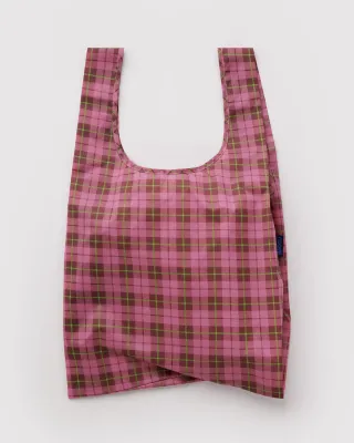 Baggu Reusable Bag Standard Azalea Pink Tartan