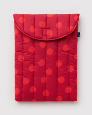 Baggu Puffy Laptop Sleeve Red Polka Dot 16"