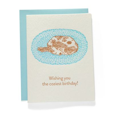 Cozy Dog Birthday | Letterpress Greeting Card | Birthday