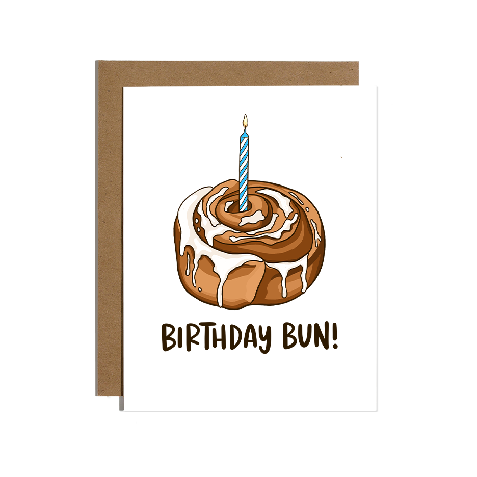 Cinnamon Roll Bun Birthday Card