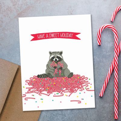 Sweet Holiday Raccoon Card