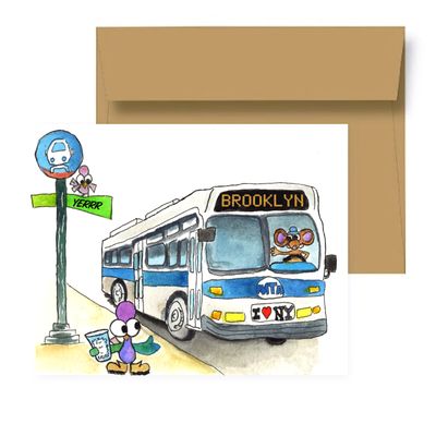 Yerrr! Brooklyn Bus-Handmade Greeting Card