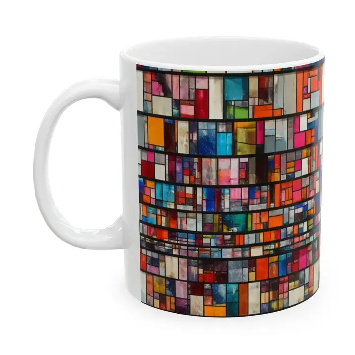 Dumbo Brooklyn Mosaic Water Tower Mug | Colorful Geometric Ceramic Mug 11oz