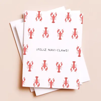 Feliz Navidad Lobsters — Coastal New England Christmas Card