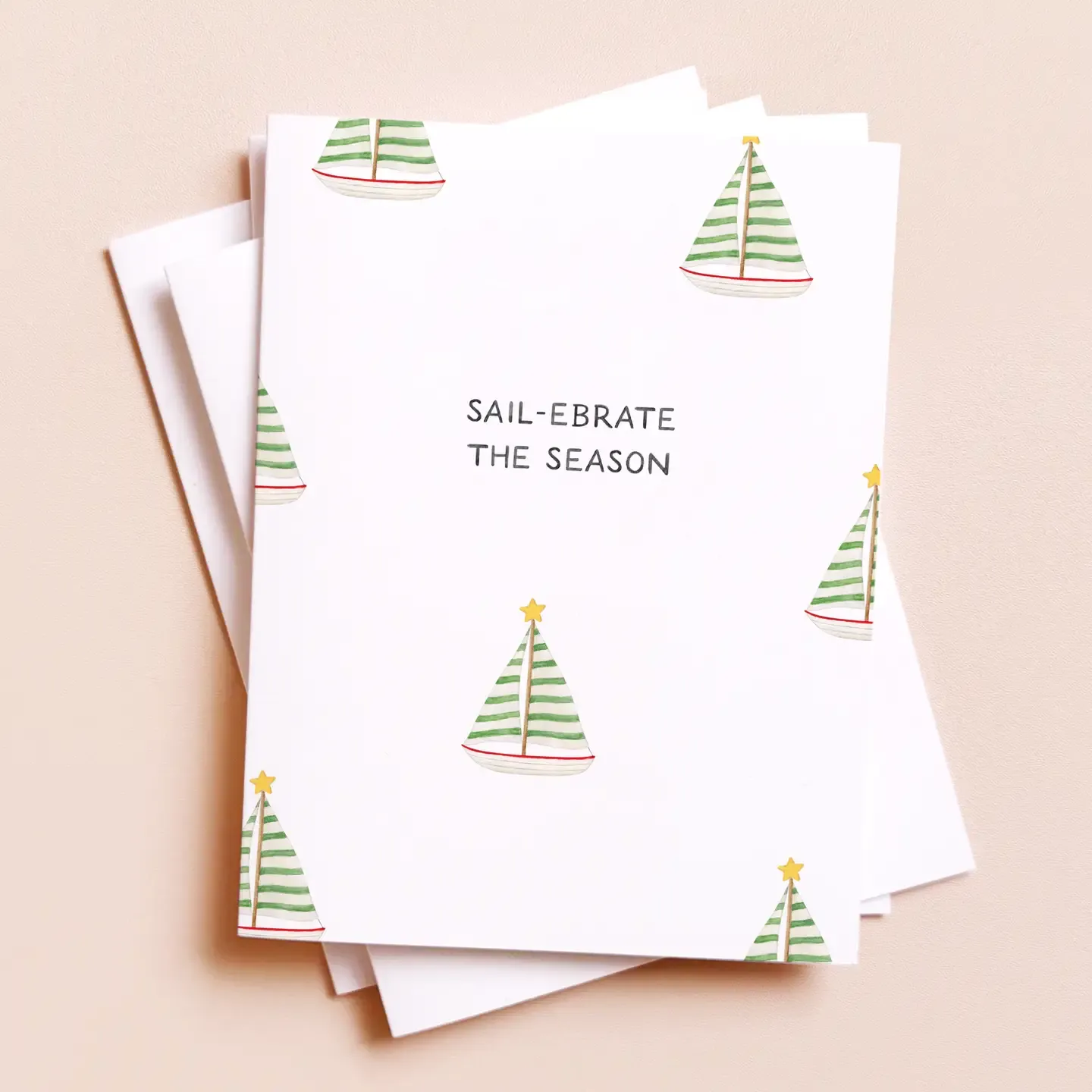 Celebrate the Season — Coastal Sailboat Christmas Card