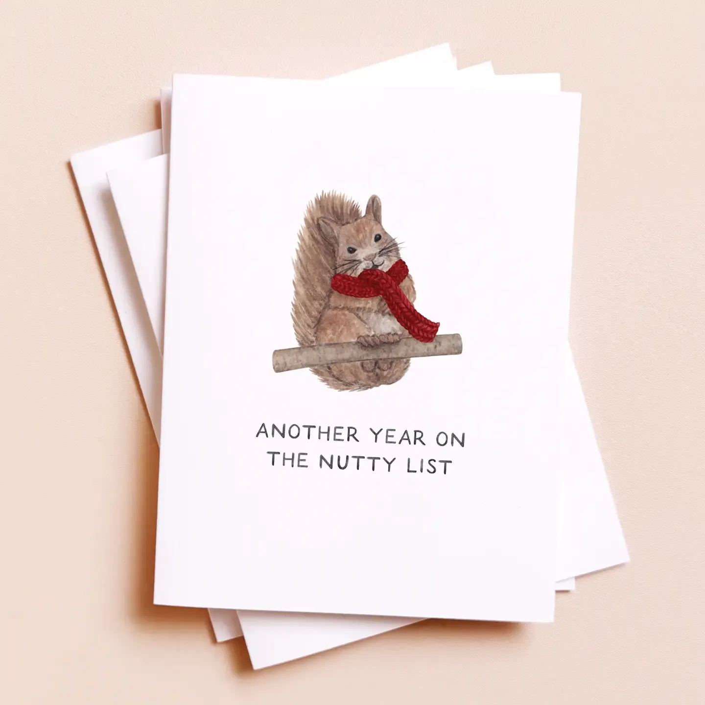 On the Naughty List — Funny Nutty Squirrel Christmas Card