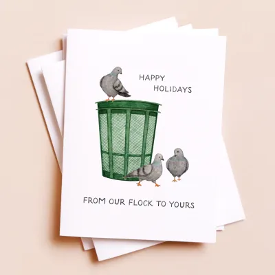 Our Flock To Yours — Nyc Pigeon Christmas / Hanukkah Card