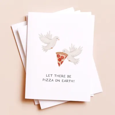 Peace On Earth with Doves — Pizza Lovers Christmas Card