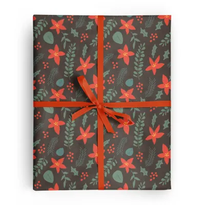 Holiday Poinsettia Gift Wrap