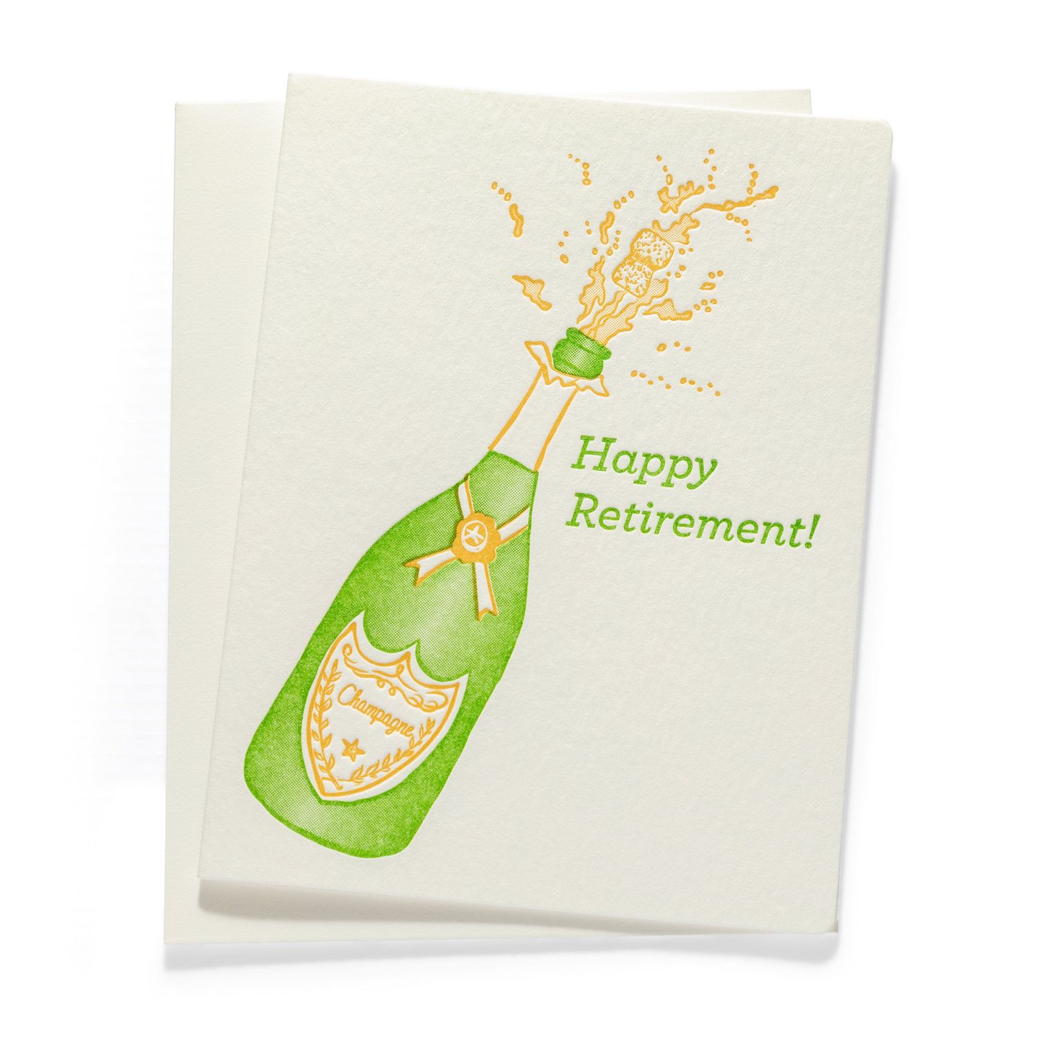Champagne Bottle | Letterpress Greeting Card | Retirement