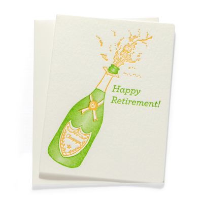Champagne Bottle | Letterpress Greeting Card | Retirement