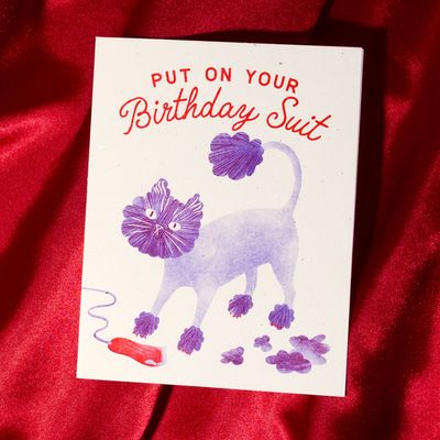 Birthday Suit Cat - Risograph Card