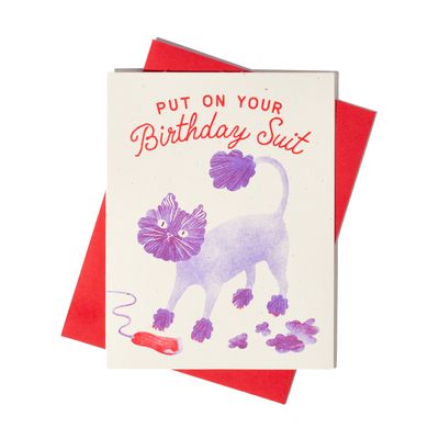 Birthday Suit Cat - Risograph Card