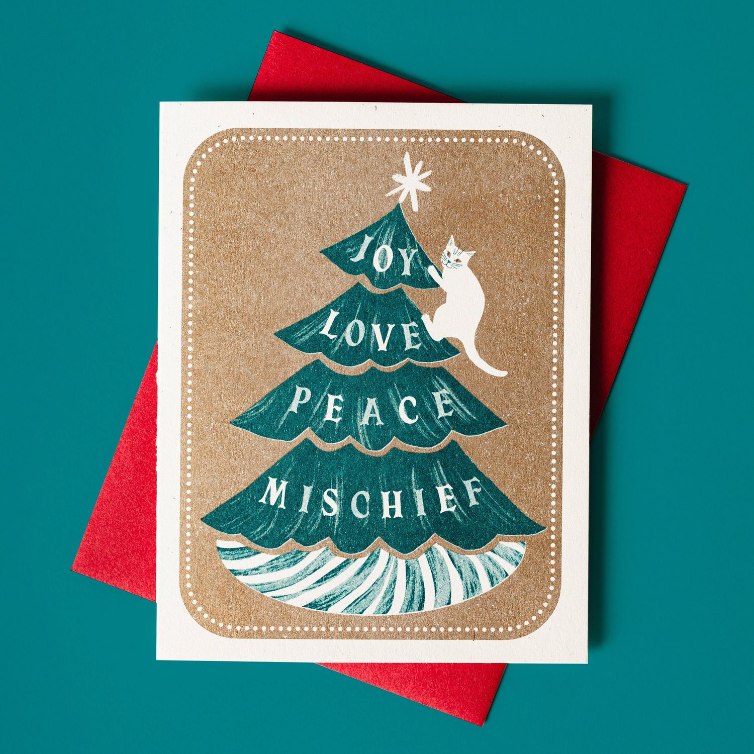 Meowy Christmas Cat - Risograph Card