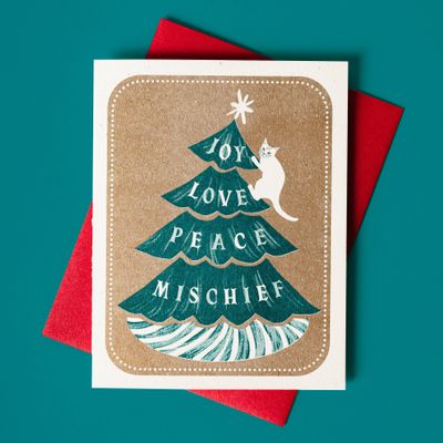 Meowy Christmas Cat - Risograph Card