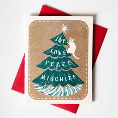 Meowy Christmas Cat - Risograph Card