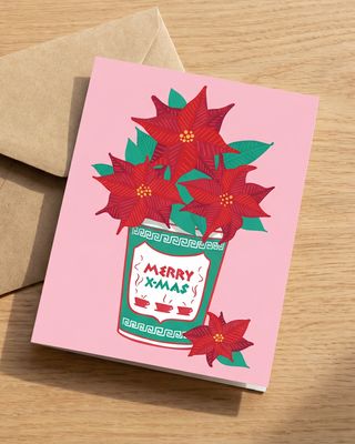 Merry Christmas Greek Nyc Coffee Cup Holiday Card