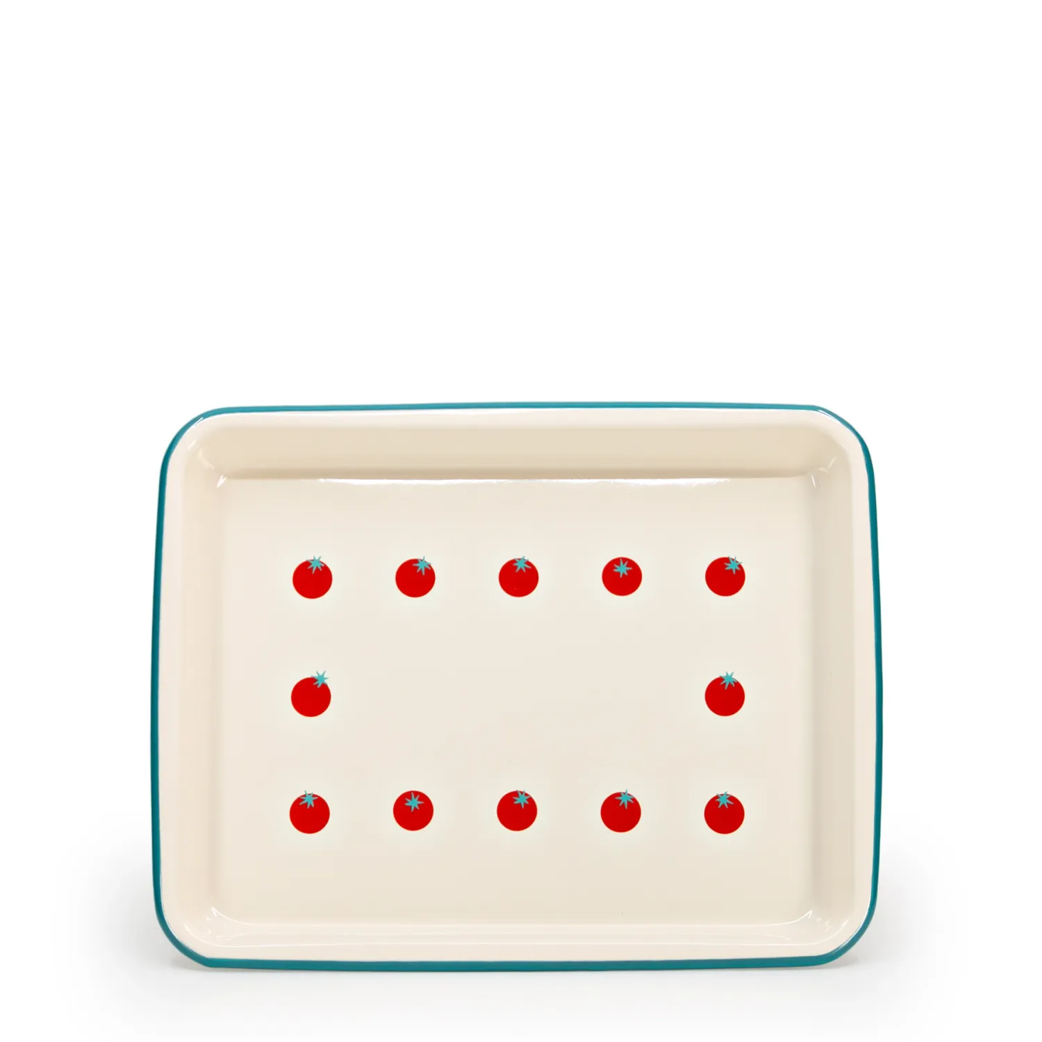 Dan Pelosi x CCH Tomato Small Rectangle Tray Turquoise Rim