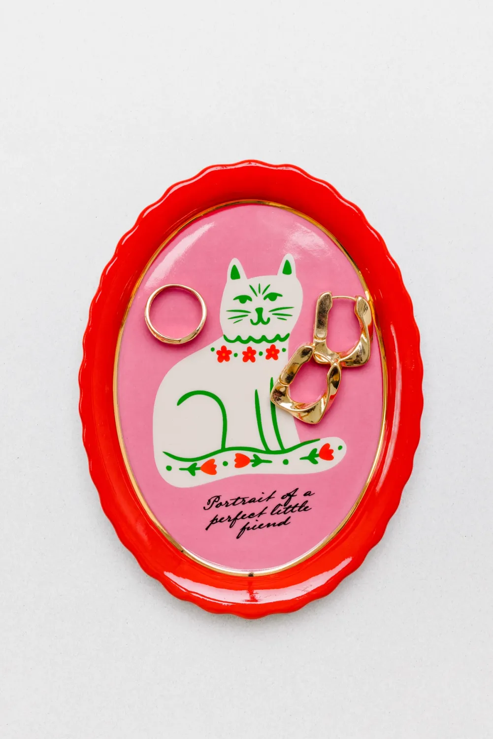 Cat Portrait Oval Trinket Tray