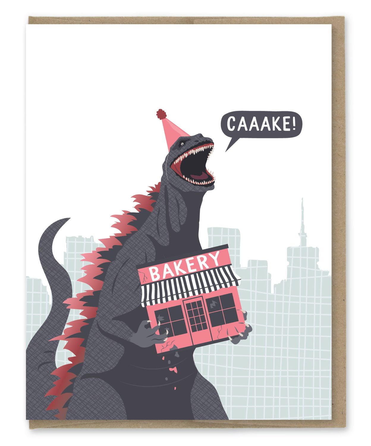 Godzilla's Bakery Birthday Card