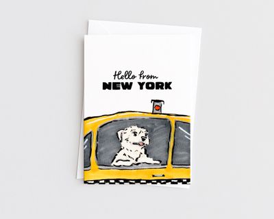 Hello from Ny- Taxi Dog Funny Card