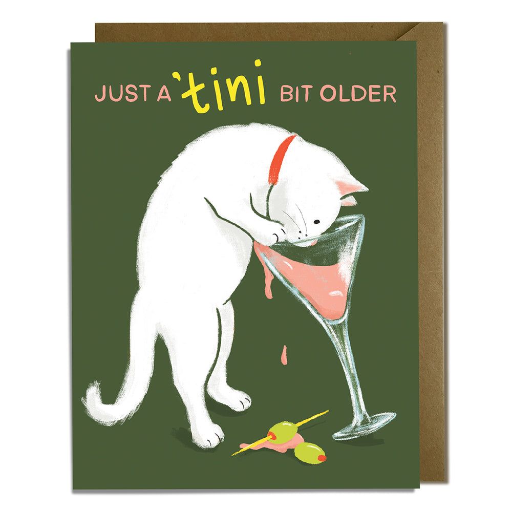 Martini Cat- Drink Pun Cat Lover Birthday Card